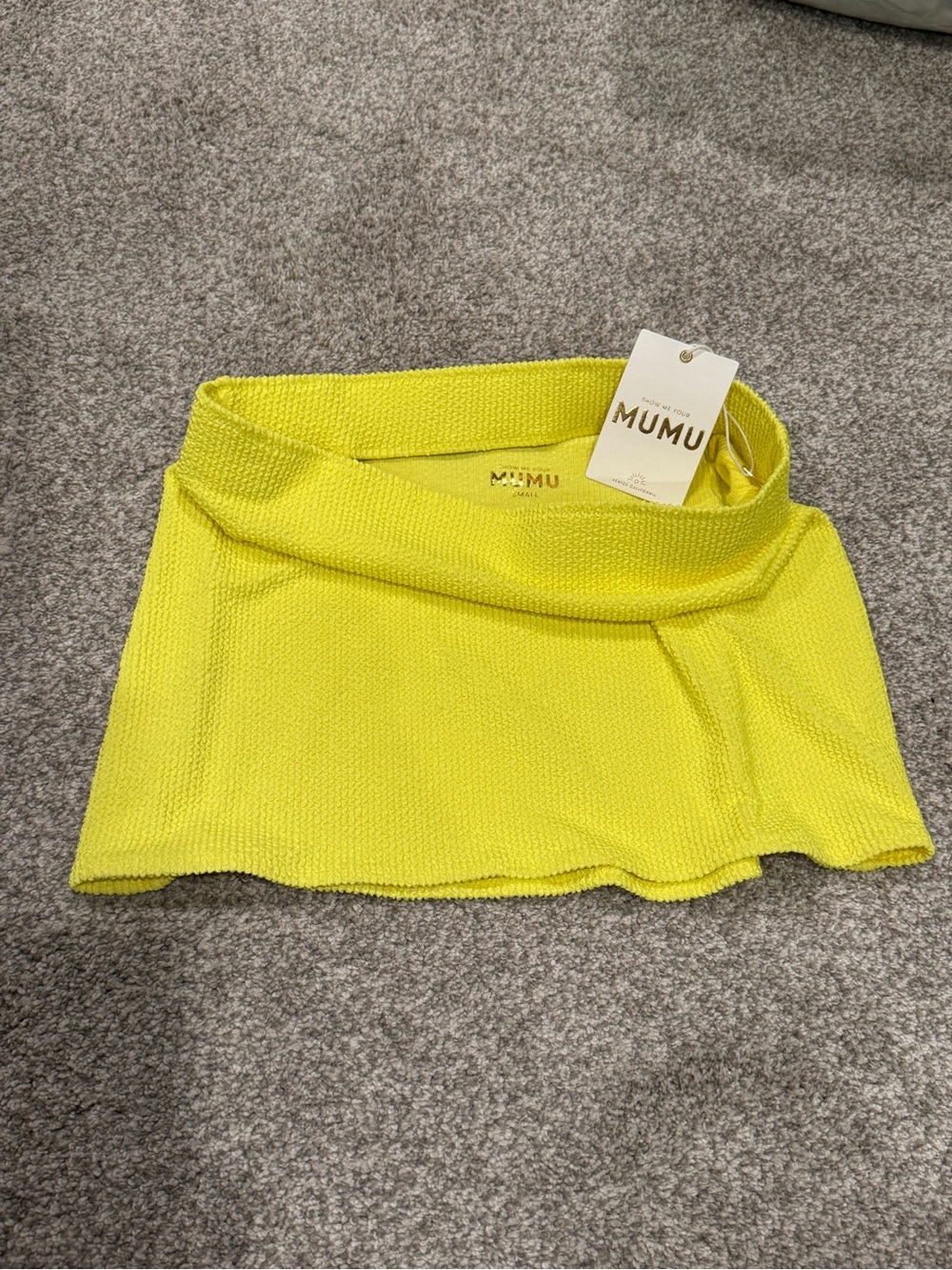 Show Me Your Mumu Mary Mini Scrunch Skirt Highlighter Yellow